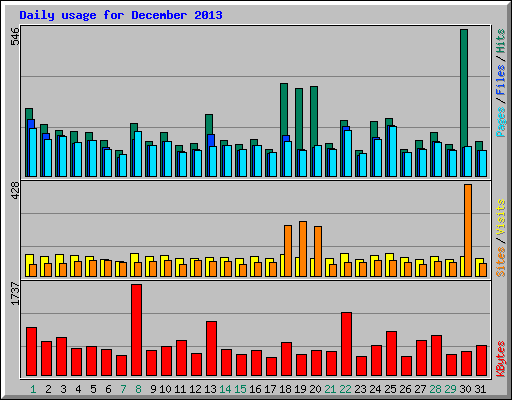 Daily usage for December 2013