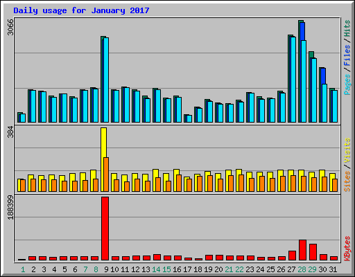 Daily usage for January 2017