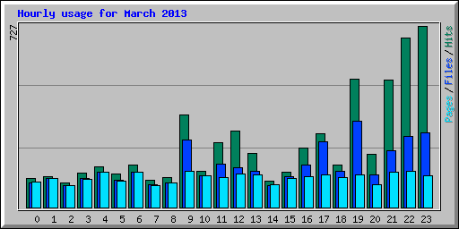 Hourly usage for March 2013